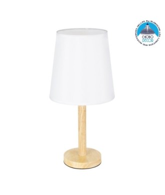 GLOBOSTAR® NAPHIE 01208 Κλασικό Επιτραπέζιο Φωτιστικό Πορτατίφ με Ντουί 1 x E27 AC 220-240V IP20 - Μπεζ & Λευκό - Μ21 x Π21 x Υ42cm